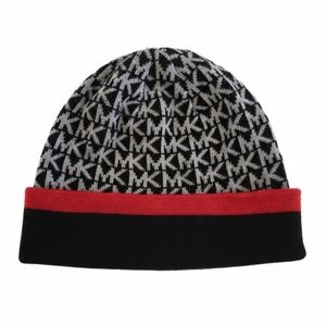 Michael Kors Womens MK Logo Beanie Knit Winter Hat Black Grey Red Signature